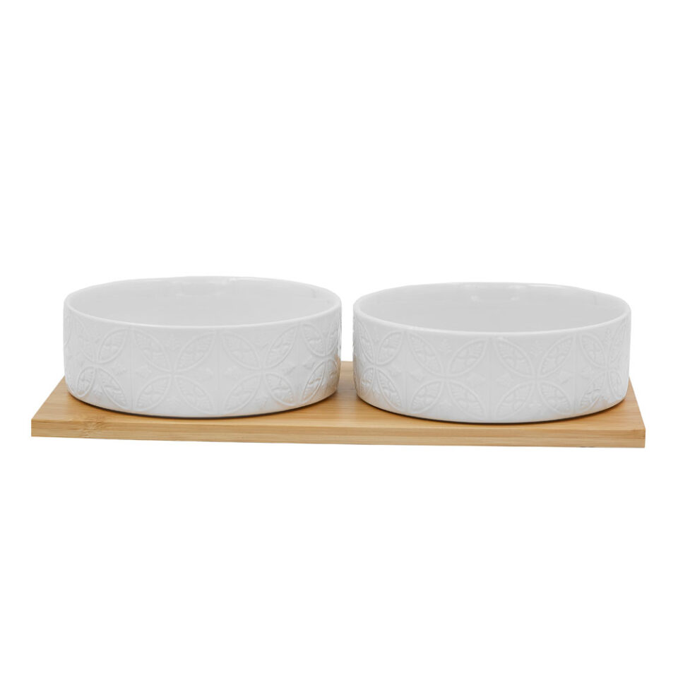 FLEURS ΜΠΩΛ SET 2ΤΜΧ 30x15x5.5 ΠΟΡΣΕΛΑΝΗ ΛΕΥΚΟ ΦΥΣΙΚΟ BAMBOO