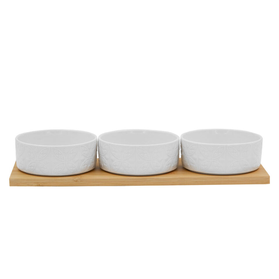 FLEURS ΜΠΩΛ SET 3ΤΜΧ 29x10x5 ΠΟΡΣΕΛΑΝΗ ΛΕΥΚΟ ΦΥΣΙΚΟ BAMBOO