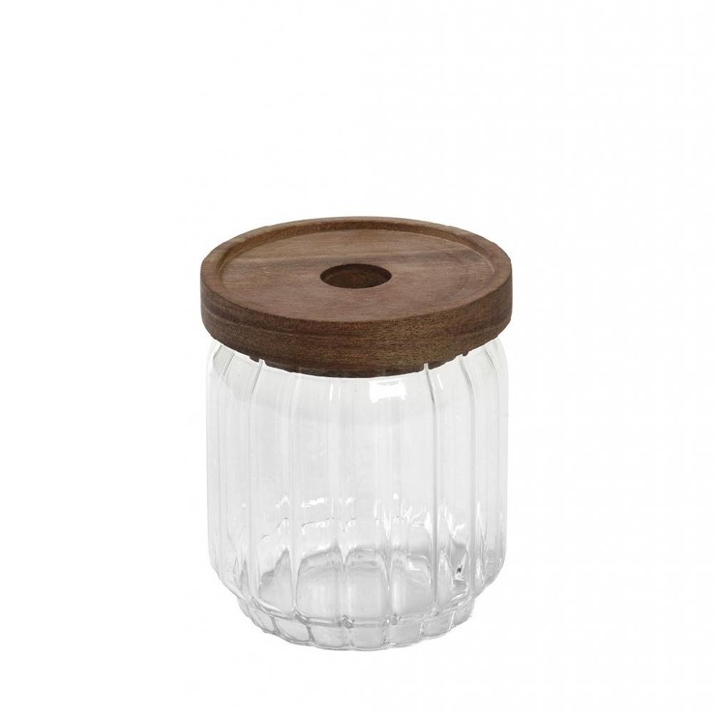 ΓΥΑΛΙΝΟ ΔΟΧΕΙΟ ΜΕ ΞΥΛ. ΚΑΠΑΚΙ ΑΚΑΚΙΑΣ 500ML 9X10EK