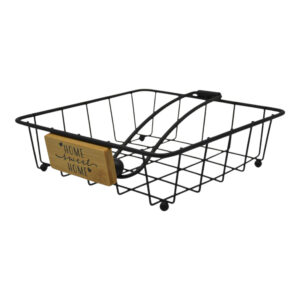 ΧΑΡΤΟΠΕΤΣΕΤΟΘΗΚΗ ΜΕΤΑΛΛΙΚΗ ΣΕ ΜΑΥΡΟ ΜΑΤ ΧΡΩΜΑ ΜΕ ΞΥΛΙΝΗ ΔΙΑΚΟΣΜΗΣΗ 18,5x18,5x5εκ.