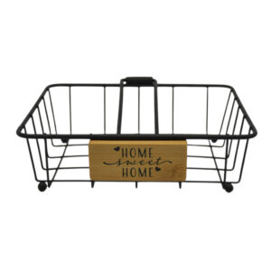 ΧΑΡΤΟΠΕΤΣΕΤΟΘΗΚΗ ΜΕΤΑΛΛΙΚΗ ΣΕ ΜΑΥΡΟ ΜΑΤ ΧΡΩΜΑ ΜΕ ΞΥΛΙΝΗ ΔΙΑΚΟΣΜΗΣΗ 18,5x18,5x5εκ.