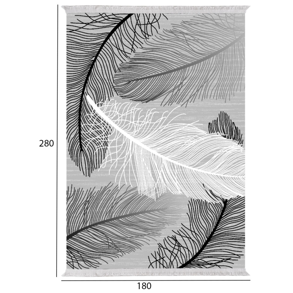 ΧΑΛΙ ΣΑΛΟΝΙΟΥ ΜΕ ΚΡΟΣΙΑ ΦΤΕΡΑ ΓΚΡΙ ΛΕΥΚΟ 180X280 εκ.