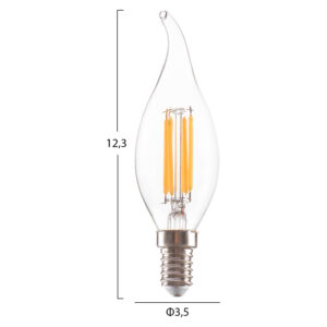 ΛΑΜΠΤΗΡΑΣ ΣΤΥΛ ΦΛΟΓΑ LED FILAMENT 6W E14 3000K ΔΙΑΦΑΝΟ DIMMABLE