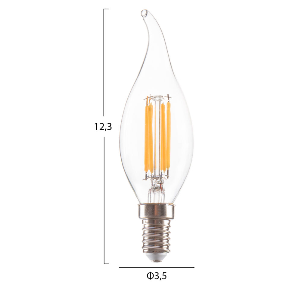 ΛΑΜΠΤΗΡΑΣ ΣΤΥΛ ΦΛΟΓΑ LED FILAMENT 6W E14 3000K ΔΙΑΦΑΝΟ DIMMABLE