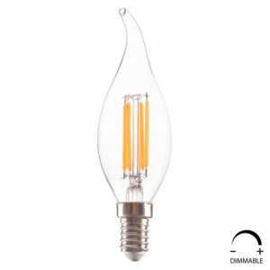 ΛΑΜΠΤΗΡΑΣ ΣΤΥΛ ΦΛΟΓΑ LED FILAMENT 6W E14 3000K ΔΙΑΦΑΝΟ DIMMABLE