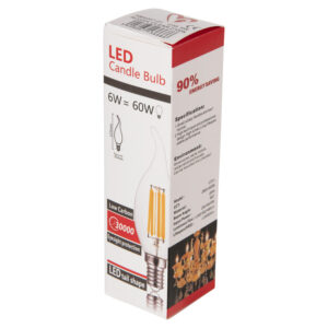 ΛΑΜΠΤΗΡΑΣ ΣΤΥΛ ΦΛΟΓΑ LED FILAMENT 6W E14 3000K ΔΙΑΦΑΝΟ DIMMABLE