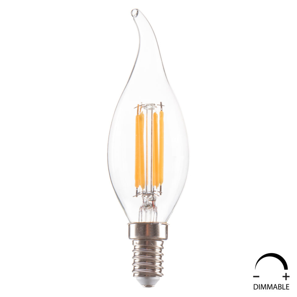 ΛΑΜΠΤΗΡΑΣ ΣΤΥΛ ΦΛΟΓΑ LED FILAMENT 6W E14 3000K ΔΙΑΦΑΝΟ DIMMABLE