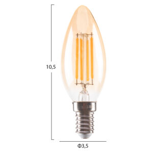ΛΑΜΠΤΗΡΑΣ LED FILAMENT 4W E14 3000K ΧΡΥΣΟ DIMMABLE