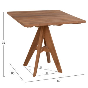 ΤΡΑΠΕΖΙ ΤΕΤΡΑΓΩΝΟ ΜΑΣΙΦ ΞΥΛΟ ΤΕΑΚ 80X80x75Υεκ.