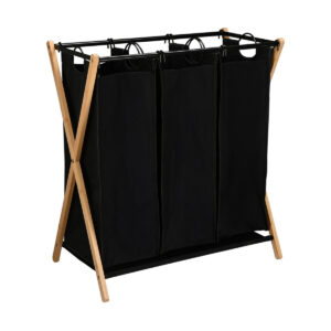 ΚΑΛΑΘΙ ΑΠΛΥΤΩΝ BAMBOO ESSENTIALS 102lt 3 ΘΕΣΕΩΝ 68x40x76cm ΜΑΥΡΟ