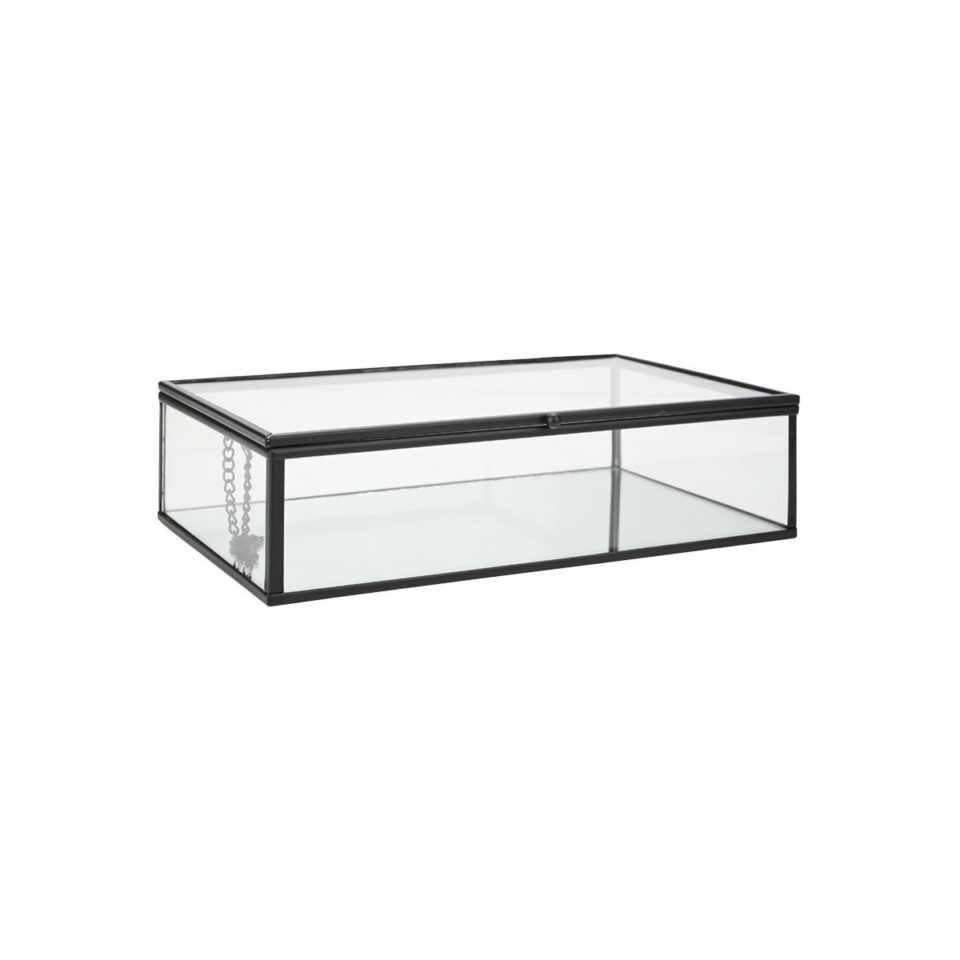 ΚΟΥΤΙ ΟΡΓΑΝΩΣΗΣ ΓΥΑΛΙΝΟ ΜΕ ΚΑΘΡΕΠΤΗ & ΜΑΥΡΟ ΜΕΤΑΛΛΙΚΟ ΠΛΑΙΣΙΟ 24x14x6cm