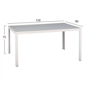 ΣΕΤ ΤΡΑΠΕΖΑΡΙΑΣ 5ΤΜΧ ΤΡΑΠ. 150Χ90 & ΠΟΛ/ΝΕΣ ΑΛΟΥΜΙΝΙΟΥ ΜΕ POLYWOOD ΛΕΥΚΕΣ