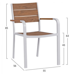 ΣΕΤ ΤΡΑΠΕΖΑΡΙΑΣ 5ΤΜΧ ΤΡΑΠ. 150Χ90 & ΠΟΛ/ΝΕΣ ΑΛΟΥΜΙΝΙΟΥ ΜΕ POLYWOOD ΛΕΥΚΕΣ