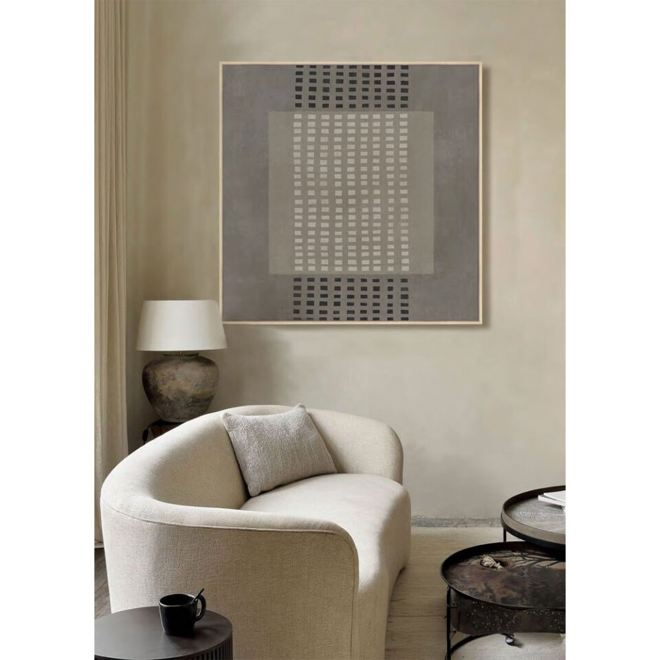 FRAMED DREAM ΠΙΝΑΚΑΣ ΔΙΑΚΟΣΜΗΤΙΚΟΣ ΜΕ ΚΟΡΝΙΖΑ 80x80x4 ΚΑΜΒΑΣ ΓΚΡΙ ΣΚΟΥΡΟ ΜΠΕΖ ΞΥΛΟ