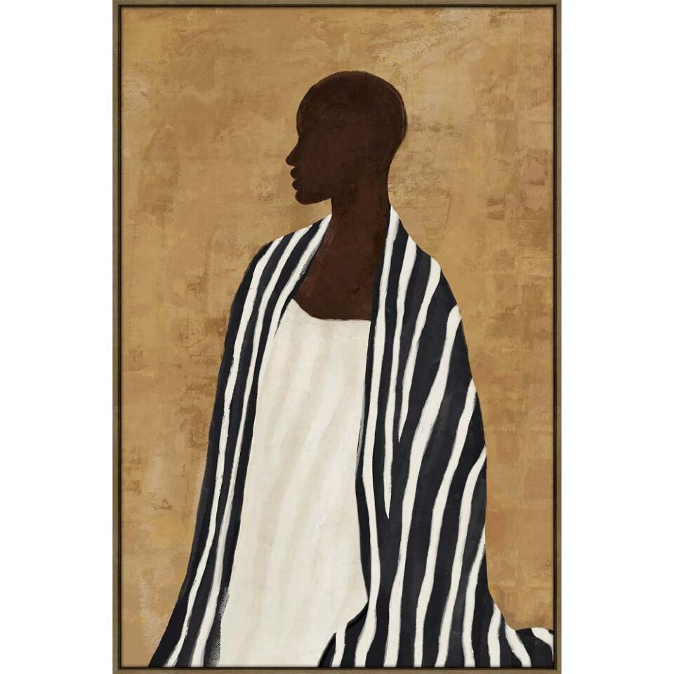 TIMELESS ELEGANCE A ΠΙΝΑΚΑΣ ΔΙΑΚΟΣΜΗΤΙΚΟΣ ΜΕ ΚΟΡΝΙΖΑ 80x120x4cm ΚΑΜΒΑΣ ΚΑΦΕ ΜΠΕΖ PP ΜΑΥΡΟ