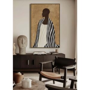 TIMELESS ELEGANCE A ΠΙΝΑΚΑΣ ΔΙΑΚΟΣΜΗΤΙΚΟΣ ΜΕ ΚΟΡΝΙΖΑ 80x120x4 ΚΑΜΒΑΣ ΚΑΦΕ ΜΠΕΖ PP ΜΑΥΡΟ