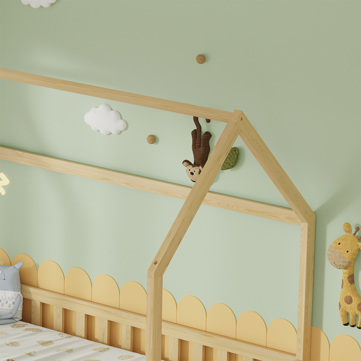 ΚΡΕΒΑΤΙ ΠΑΙΔΙΚΟ ΜΕ ΣΥΡΤΑΡΙΑ PHYLLIS τ.MONTESSORI ΦΥΣΙΚΟ 196x97x161Υεκ.