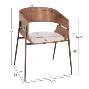 ΠΟΛΥΘΡΟΝΑ PLYWOOD ΣΕ WHITEWASH--ΜΕΤΑΛΛΟ ΣΕ ΧΑΛΚΙΝΟ 55,5x55x72Υεκ.