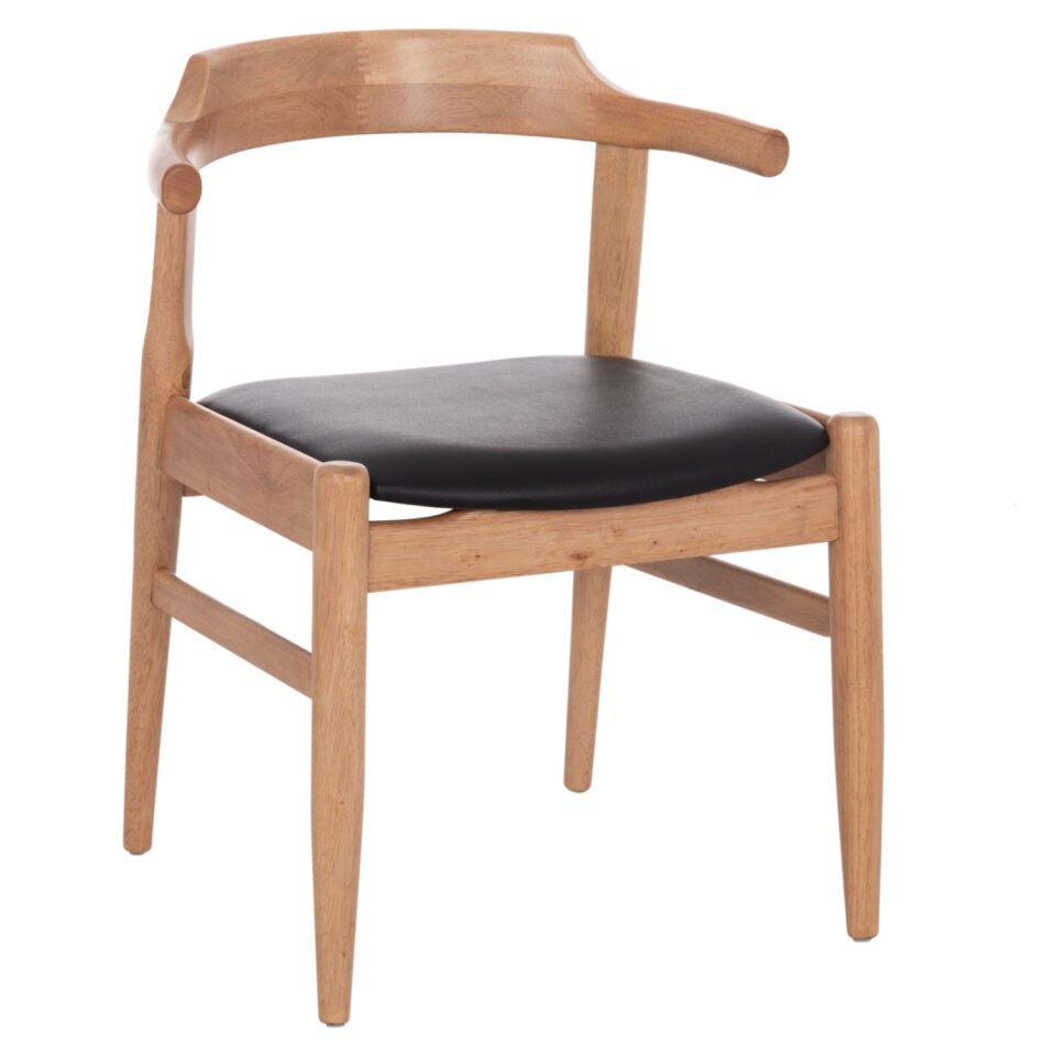 ΠΟΛΥΘΡΟΝΑ RUBBERWOOD ΣΕ LIGHT OAK & PU ΣΕ ΜΑΥΡΟ 57x53x72Υεκ