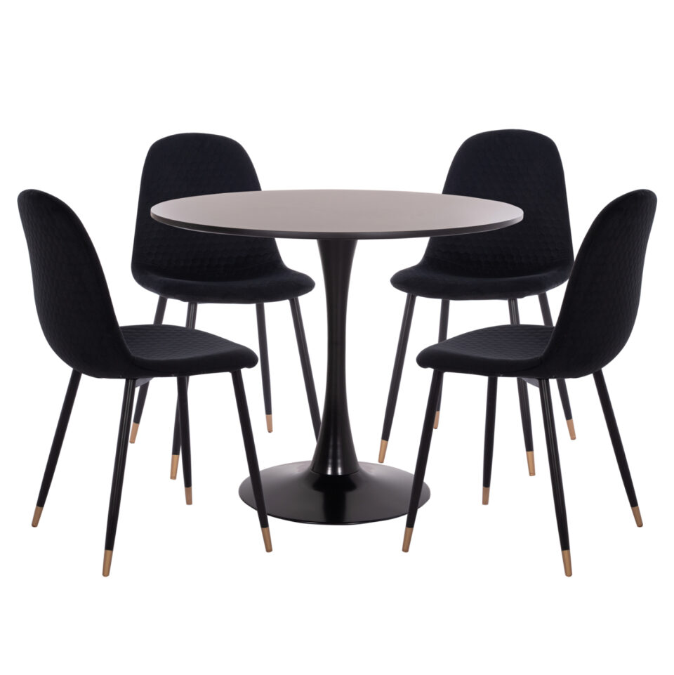 ΣΕΤ ΤΡΑΠΕΖΑΡΙΑΣ 5ΤΜΧ MDF TOP-ΜΕΤΑΛΛΙΚΑ ΠΟΔΙΑ-ΒΕΛΟΥΔΟ--ΜΑΥΡΟ