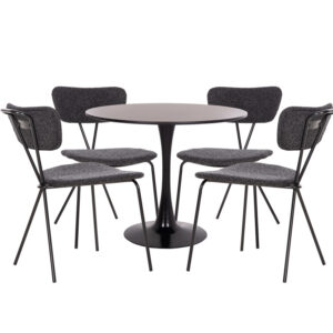 ΣΕΤ ΤΡΑΠΕΖΑΡΙΑΣ 5ΤΜΧ MDF TOP & ΜΕΤΑΛΛΟ ΜΑΥΡΟ-ΣΚΟΥΡΟ ΓΚΡΙ ΥΦΑΣΜΑ