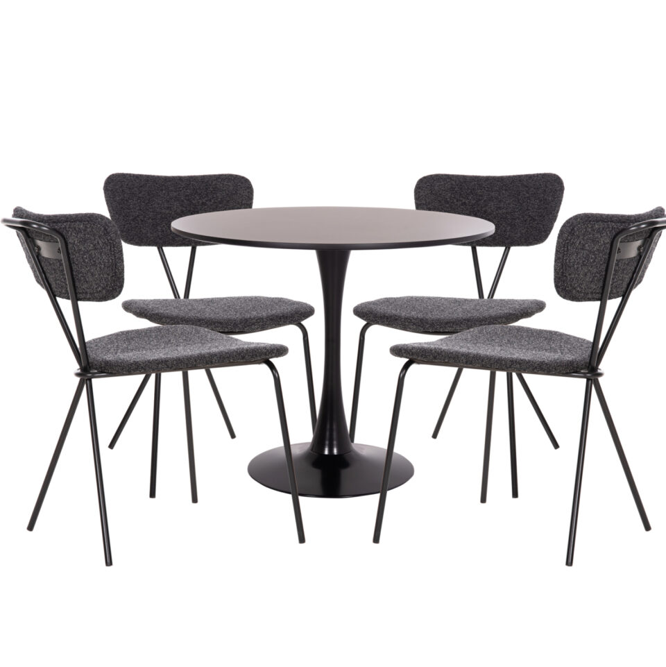 ΣΕΤ ΤΡΑΠΕΖΑΡΙΑΣ 5ΤΜΧ MDF TOP & ΜΕΤΑΛΛΟ ΜΑΥΡΟ-ΣΚΟΥΡΟ ΓΚΡΙ ΥΦΑΣΜΑ