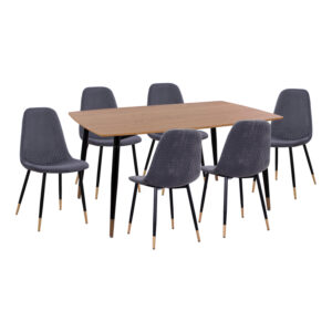 ΣΕΤ ΤΡΑΠΕΖΑΡΙΑΣ 7ΤΜΧ MDF TOP-ΒΕΛΟΥΔΟ ΓΚΡΙ & ΜΕΤΑΛΛΟ ΜΑΥΡΟ