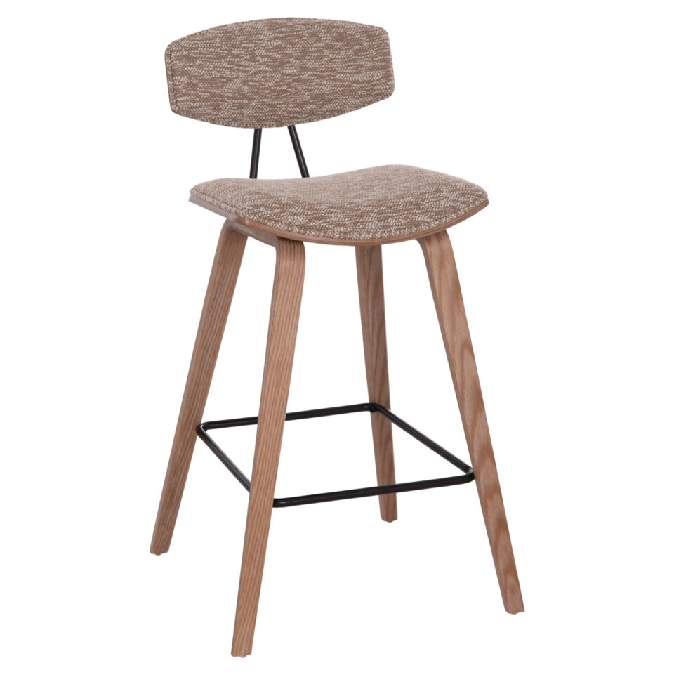 ΣΚΑΜΠΟ ΜΠΑΡ ΜΕΣ.ΥΨΟΥΣ PLYWOOD ΣΕ WHITEWASH-ΚΑΦΕ ΥΦΑΣΜΑ 50x48x90Υεκ.