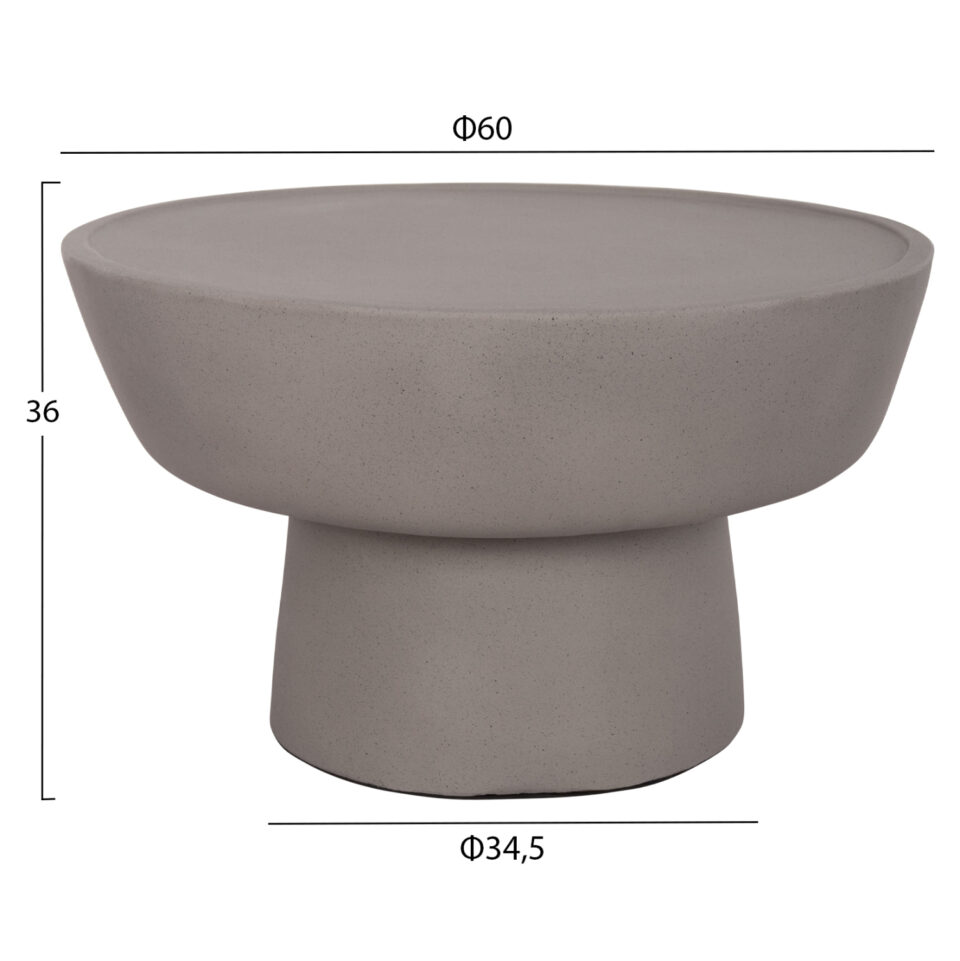 ΤΡΑΠΕΖΙ ΣΑΛΟΝΙΟΥ FIBER CEMENT ΣΕ ΓΚΡΙ--Φ60x36Υεκ.