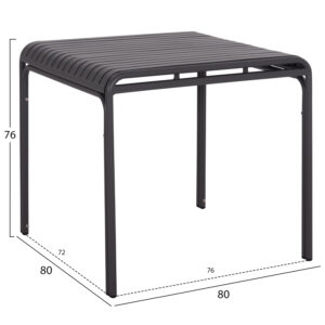 ΤΡΑΠΕΖΙ ΤΕΤΡΑΓΩΝΟ ΑΛΟΥΜΙΝΙΟΥ ΓΚΡΙ 80x80x76Υεκ.