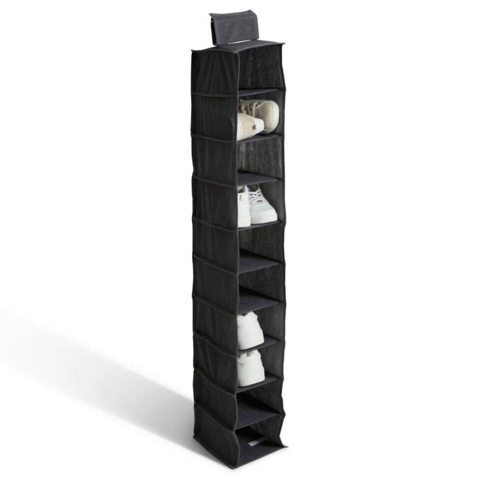 ΠΑΠΟΥΤΣΟΘΗΚΗ 10 ΘΕΣΕΩΝ, ΧΑΡΤΙ & ΠΛΑΣΤΙΚΟ, ΜΑΥΡΟ 15x30x120cm