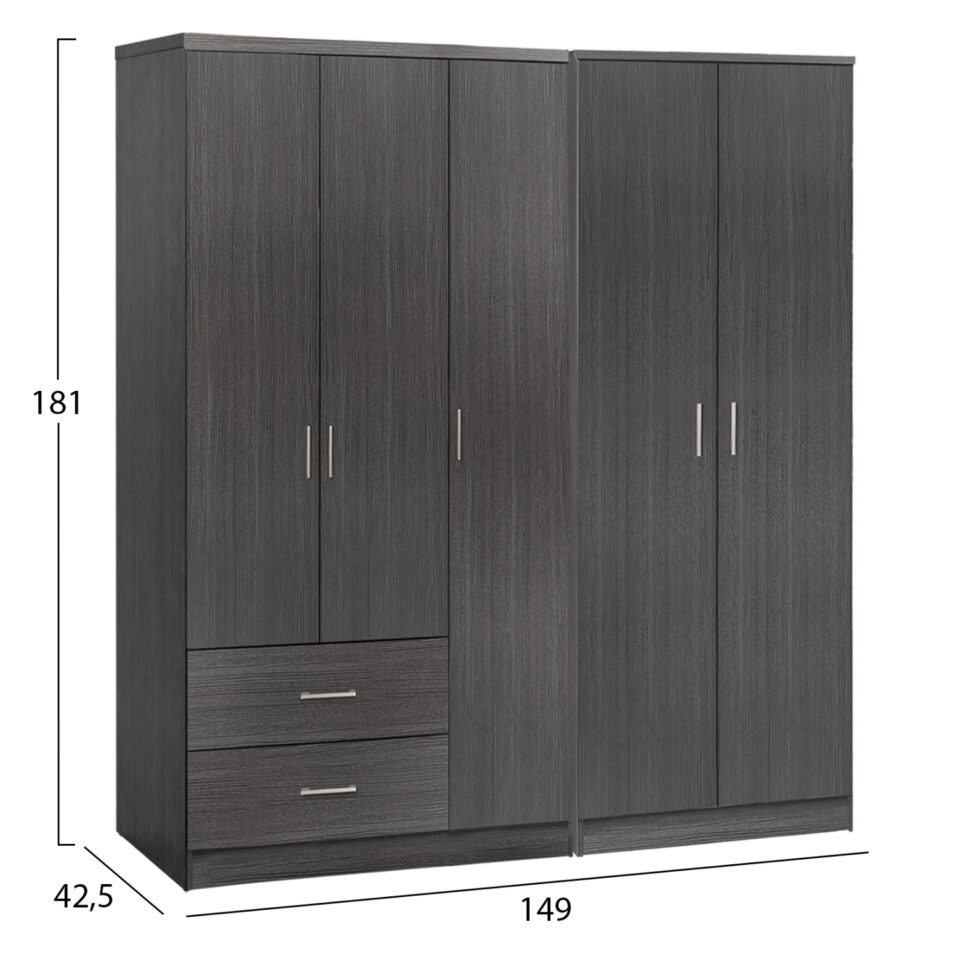 ΝΤΟΥΛΑΠΑ 5ΦΥΛΛΗ ΜΕΛΑΜΙΝΗ ΧΡΩΜΑ ZEBRANO 150x42.5x181Υεκ