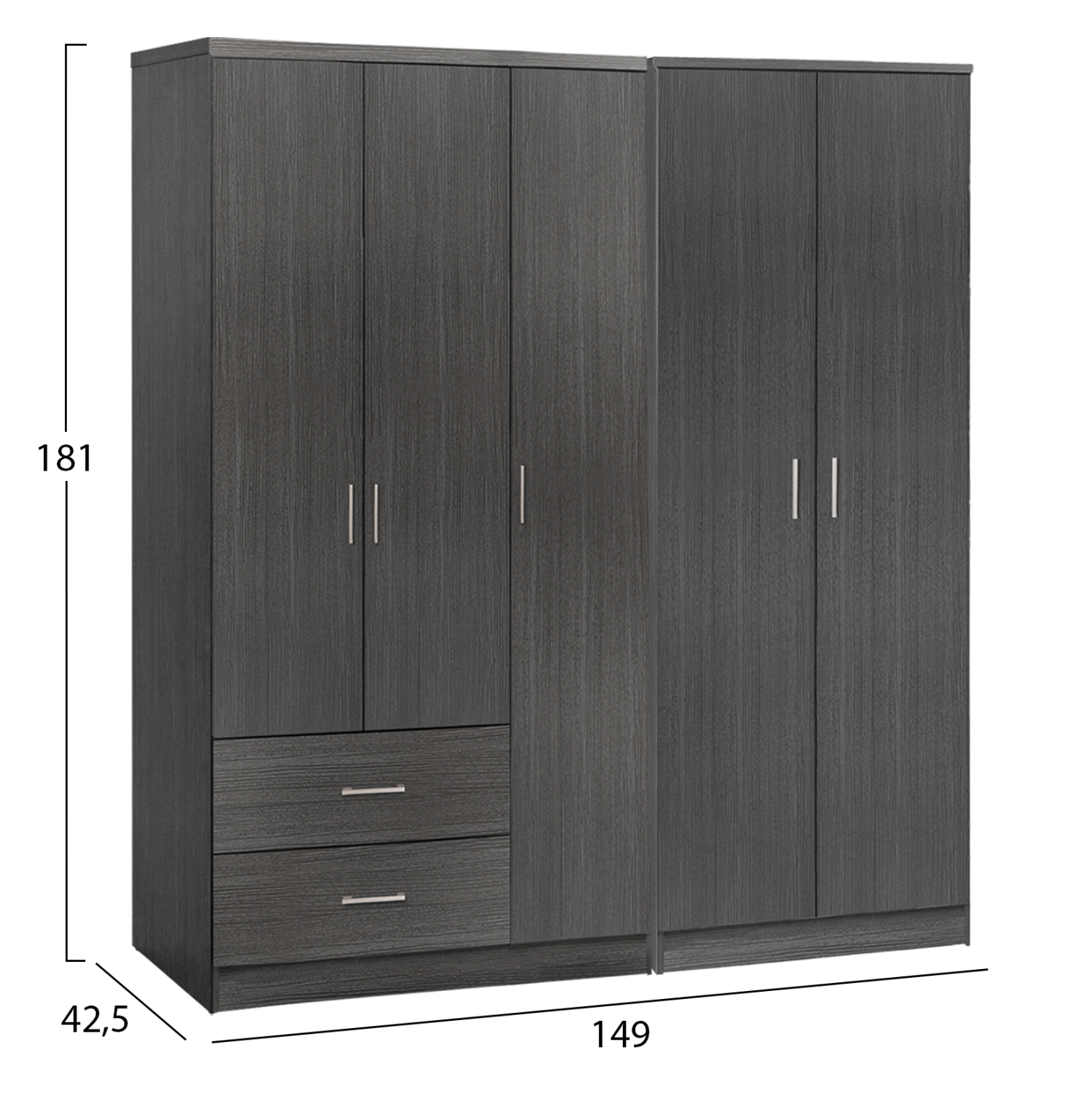 ΝΤΟΥΛΑΠΑ 5ΦΥΛΛΗ ΜΕΛΑΜΙΝΗ ΧΡΩΜΑ ZEBRANO 150x42.5x181Υεκ