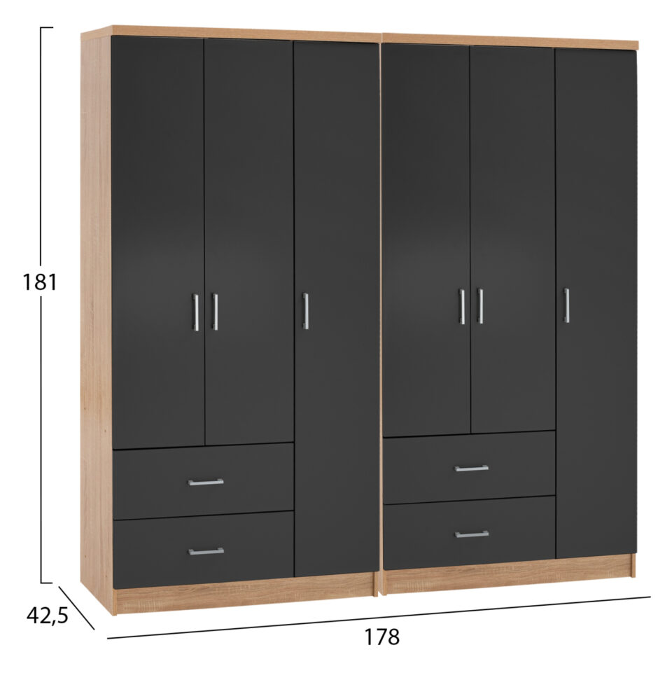 ΝΤΟΥΛΑΠΑ 6ΦΥΛΛΗ ΜΕΛΑΜΙΝΗ SONAMA & ΣΚΟΥΡΟ ΓΚΡΙ 180x42,5Χ181Υεκ.
