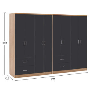 ΝΤΟΥΛΑΠΑ 8ΦΥΛΛΗ ΜΕΛΑΜΙΝΗ SONAMA & ΣΚΟΥΡΟ ΓΚΡΙ 241x42,5Χ180,5Υεκ.