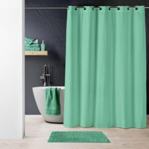 ΚΟΥΡΤΙΝΑ ΜΠΑΝΙΟΥ ME STRAP-ON ΤΡΟΥΚΣ, MICROFIBER ΠΡΑΣΙΝΟ 180X200CM