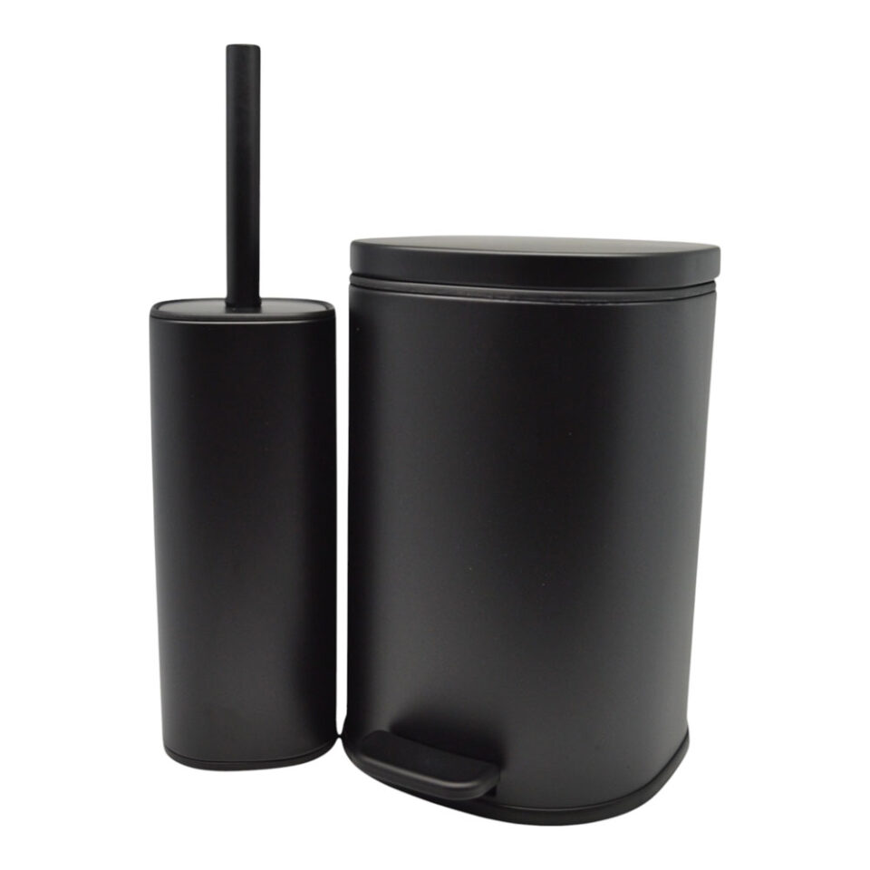 ΣΕΤ ΚΑΛΑΘΙ ΜΠΑΝΙΟΥ 5lt ANYDAY SOFT CLOSE ΚΑΙ ΠΙΓΚΑΛ ΒΟΥΡΤΣΑΚΙ FINGER PRINT PROOF ΜΑΥΡΟ ΜΑΤ