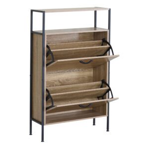 ΠΑΠΟΥΤΣΟΘΗΚΗ ΔΙΠΛΗ ΞΥΛΙΝΗ ΜΕ ΜΑΥΡΟ ΜΕΤΑΛΛΙΚΟ ΣΚΕΛΕΤΟ 60x24x105εκ.