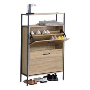 ΠΑΠΟΥΤΣΟΘΗΚΗ ΔΙΠΛΗ ΞΥΛΙΝΗ ΜΕ ΜΑΥΡΟ ΜΕΤΑΛΛΙΚΟ ΣΚΕΛΕΤΟ 60x24x105εκ.