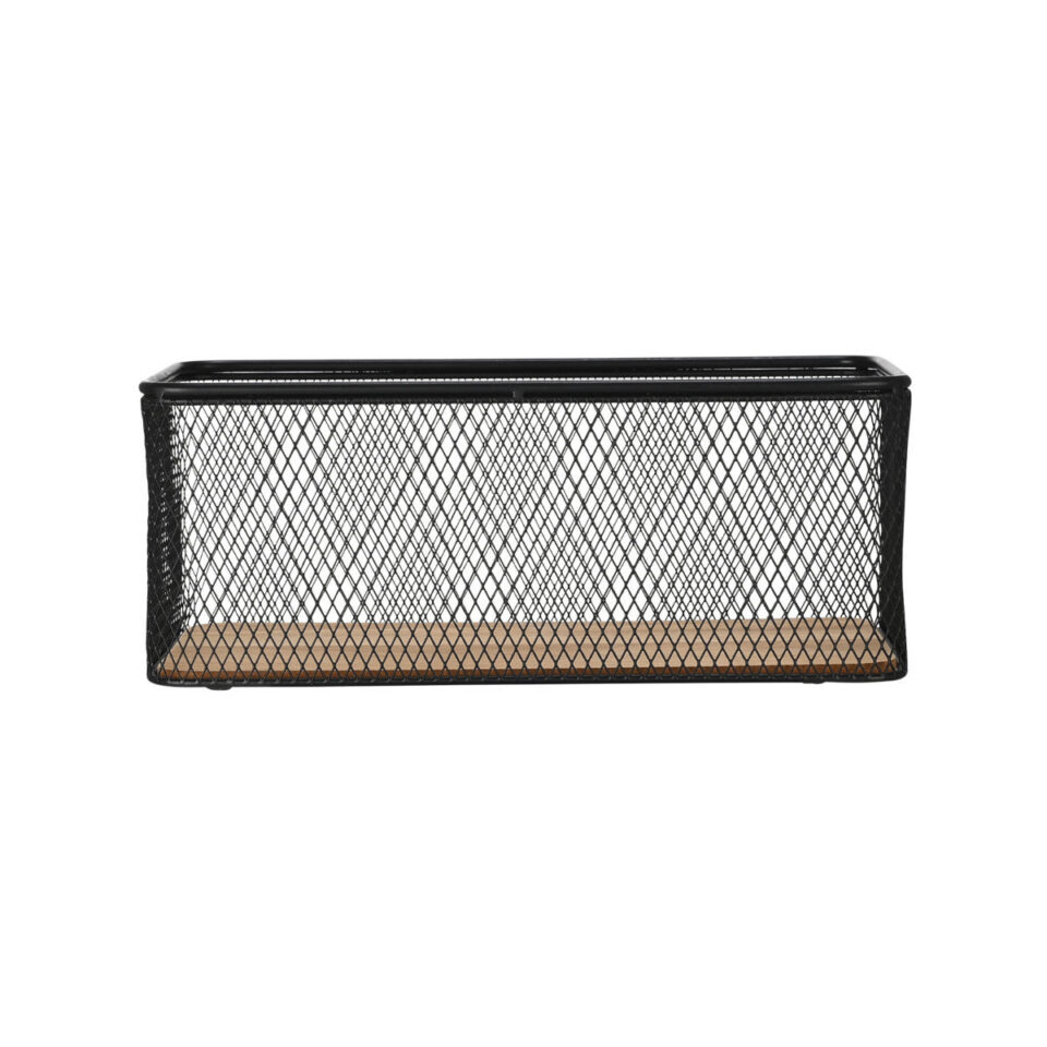 ΚΑΛΑΘΙ ΑΠΟΘΗΚΕΥΣΗΣ & ΟΡΓΑΝΩΣΗΣ WIRED ΜΕΤΑΛΛΙΚΟ 30.5x16.5x12.5cm ΜΑΥΡΟ ΜΕ ΒΑΣΗ ΑΚΑΚΙΑΣ