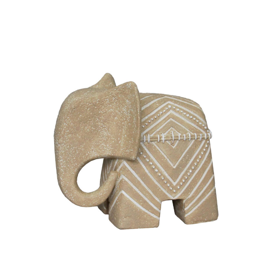 TRUNKY A ΔΙΑΚΟΣΜΗΤΙΚΟ ΕΛΕΦΑΝΤΑΣ 16.8x9.7x14.5cm POLYRESIN ΜΠΕΖ ΛΕΥΚΟ