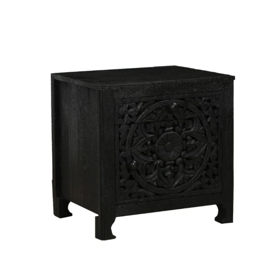 VOLCANO ΚΟΜΟΔΙΝΟ 1ΠΟΡΤΑ 1ΣΥΡΤΑΡΙ ΜΑΥΡΟ 50x40x50cm