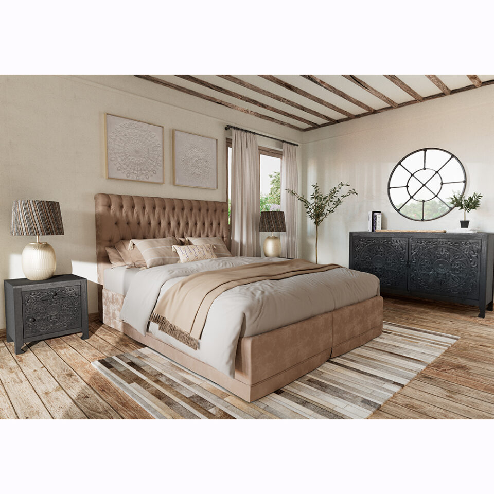 VOLCANO ΚΟΜΟΔΙΝΟ 1ΠΟΡΤΑ 1ΣΥΡΤΑΡΙ ΜΑΥΡΟ 50x40x50cm