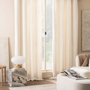 ΚΟΥΡΤΙΝΑ ΜΕΤΡΙΑΣ ΣΚΙΑΣΗΣ ΜΕ ΤΡΟΥΚΣ POLYESTER ΚΡΕΜ 140 X 260CM