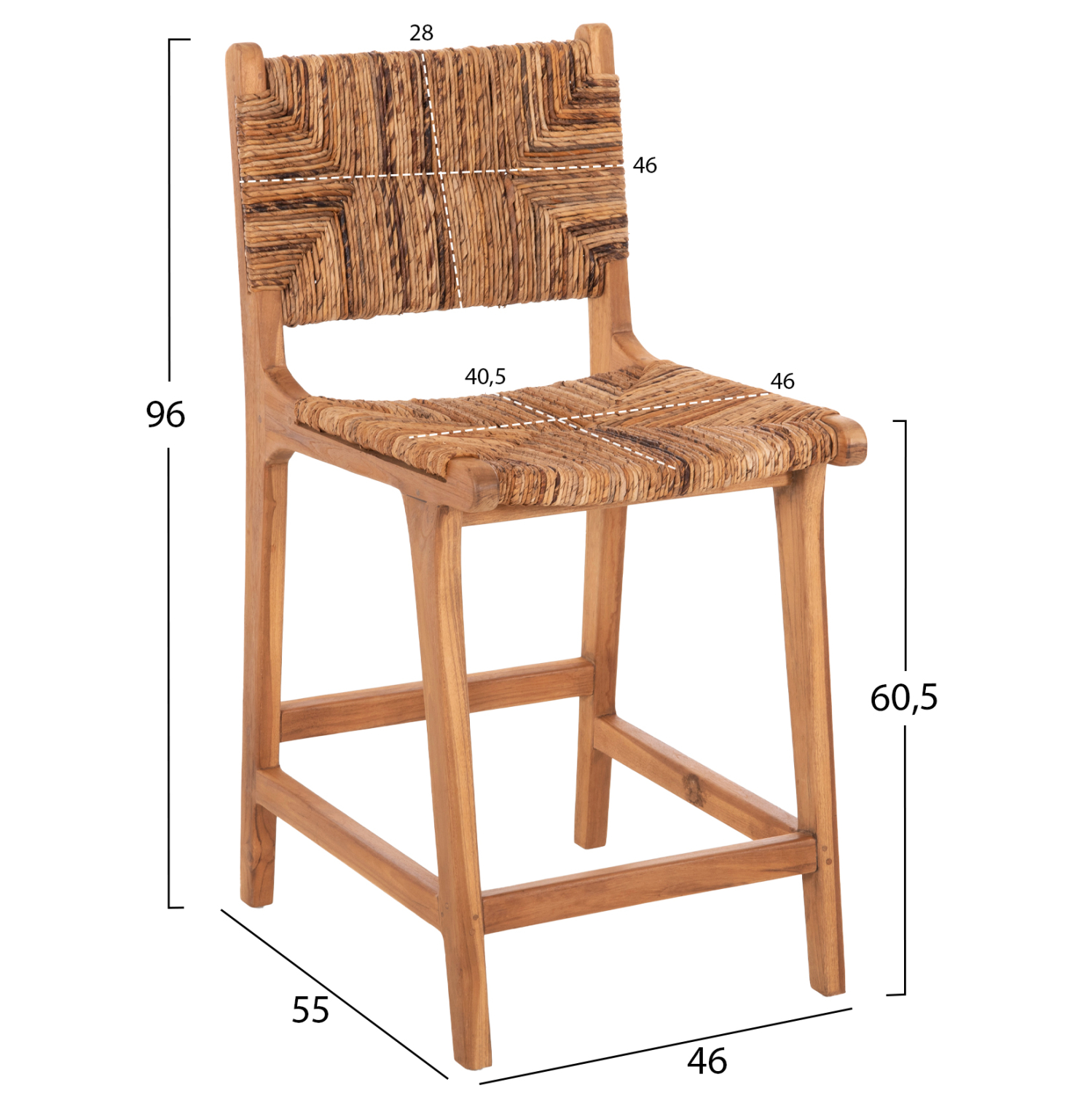 ΣΚΑΜΠΟ ΜΠΑΡ ΞΥΛO TEAK ΣΕ ΦΥΣΙΚΟ-ΨΑΘΑ 46x55x96Υεκ.