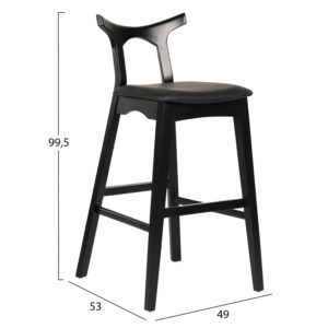 ΣΚΑΜΠΟ ΜΠΑΡ RUBBERWOOD & PU ΣΕ ΜΑΥΡΟ 49x53x99,5Υεκ.