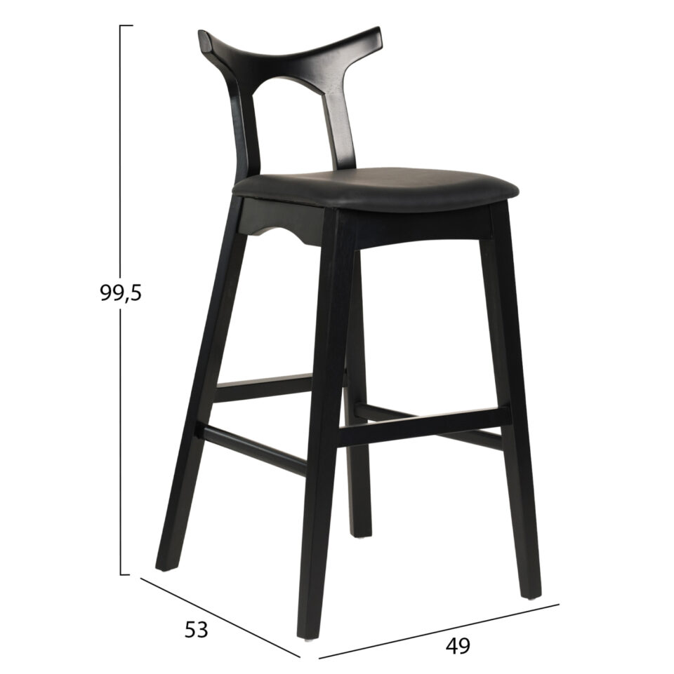 ΣΚΑΜΠΟ ΜΠΑΡ RUBBERWOOD & PU ΣΕ ΜΑΥΡΟ 49x53x99,5Υεκ.