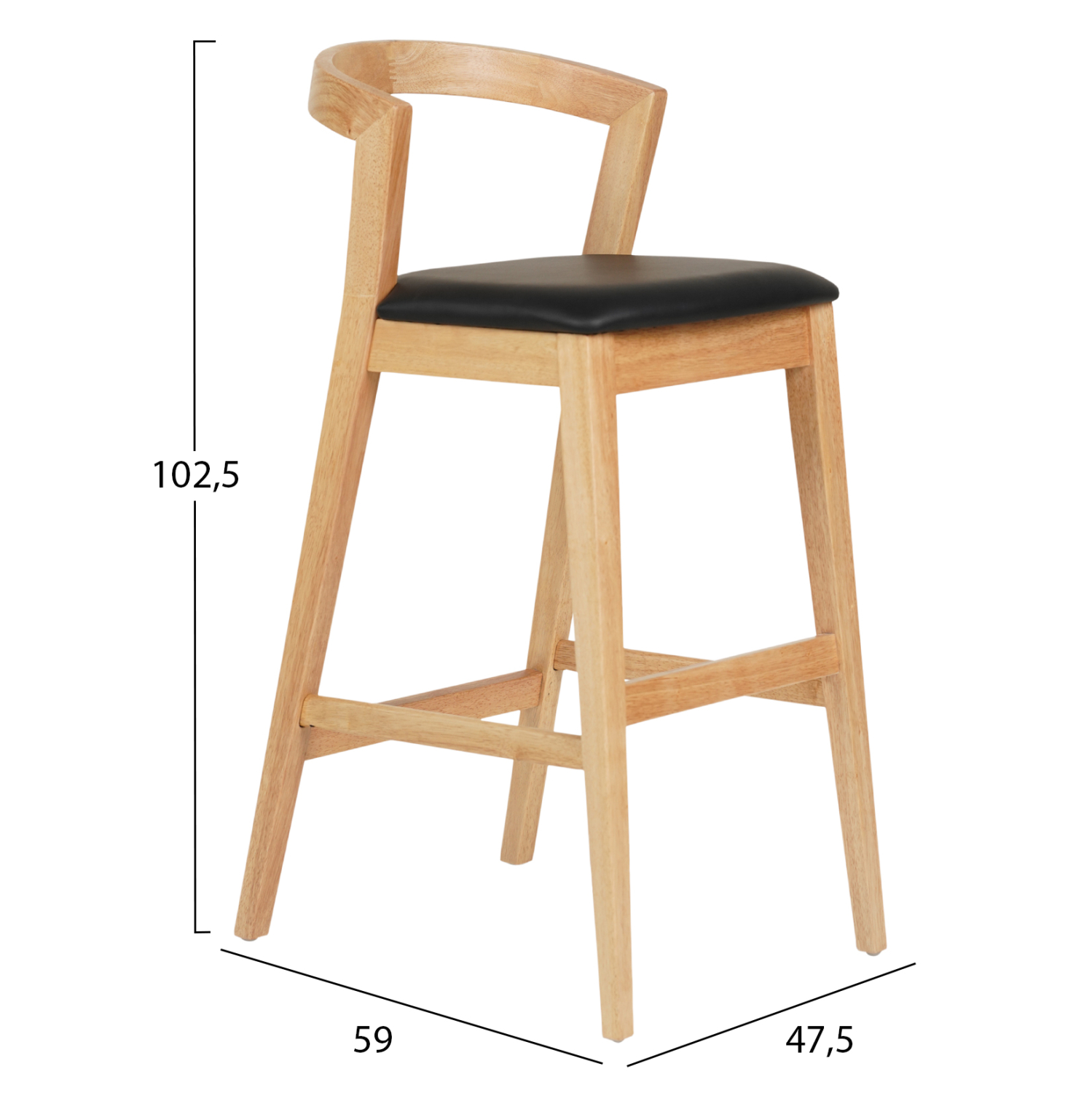 ΣΚΑΜΠΟ ΜΠΑΡ RUBBERWOOD ΣΕ ΟΑΚ-ΜΑΥΡΟ PU 47,5x59x102,5Υεκ.