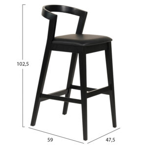 ΣΚΑΜΠΟ ΜΠΑΡ RUBBERWOOD & PU-ΜΑΥΡΟ 47,5x59x102,5Υεκ.