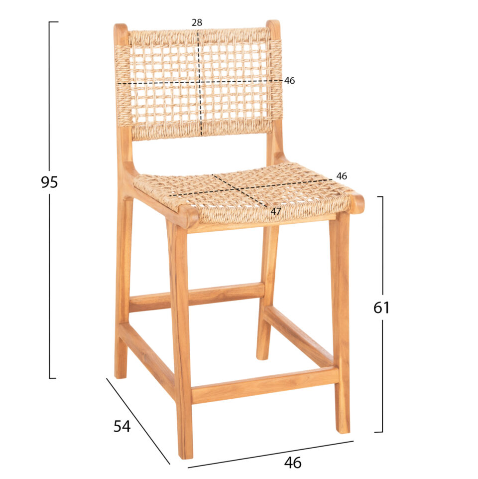 ΣΚΑΜΠΟ ΜΠΑΡ ΜΕ ΠΛΑΤΗ ΞΥΛΟ ΤΕΑΚ & ΣΧΟΙΝΙ VIRO VIRO 46x48,5x96Υεκ.